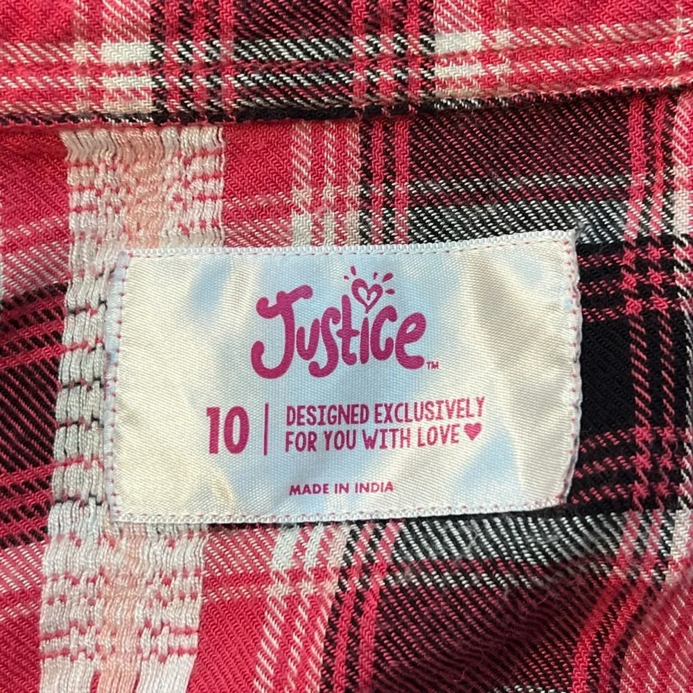 Justice‎ Red Cold Shoulder Long Sleeve Plaid Lace Trim Cowgirl Shirt Girl's 10